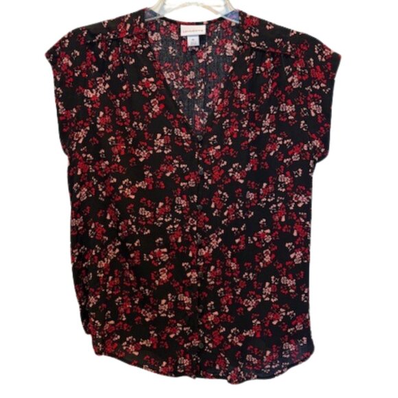Liz Claiborne Tops - Liz Claiborne Blouse Women’s Black Floral Size PL NWT